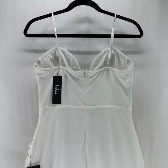 Lulus Uniquely Sophisticated Bodycon Bustier Midi Dress Women Sz L Strappy White - Picture 7 of 14